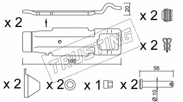 KIT017 Trusting Комплект монтажный тормозных колодок