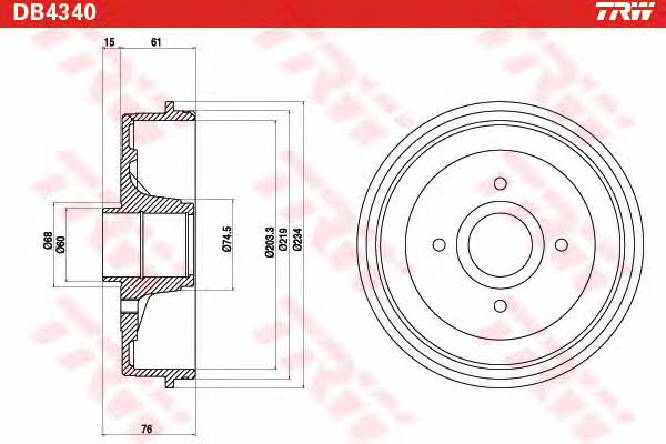 Тормозной барабан задний TRW DB4340