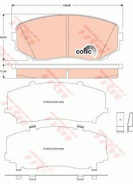 Тормозные колодки дисковые TRW COTEC, комплект TRW GDB3471