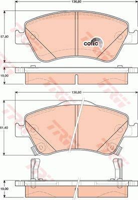 Тормозные колодки дисковые TRW COTEC, комплект TRW GDB3481