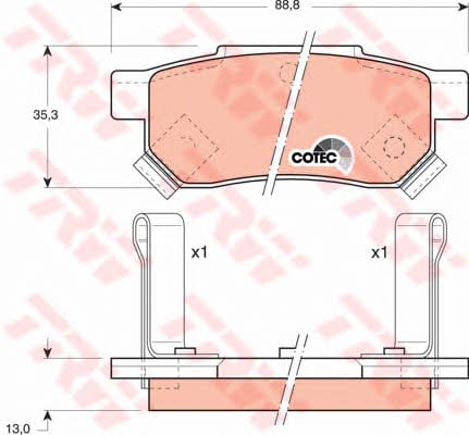 Тормозные колодки дисковые TRW COTEC, комплект TRW GDB499