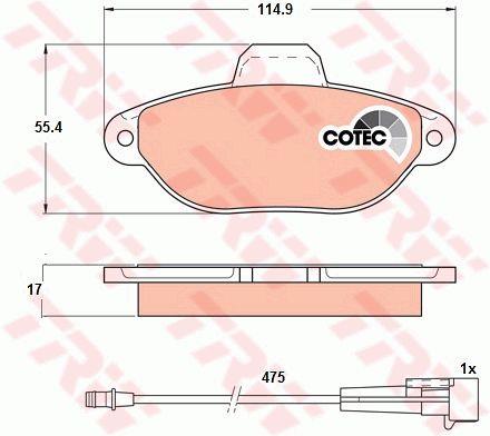 Тормозные колодки дисковые TRW COTEC, комплект TRW GDB1115