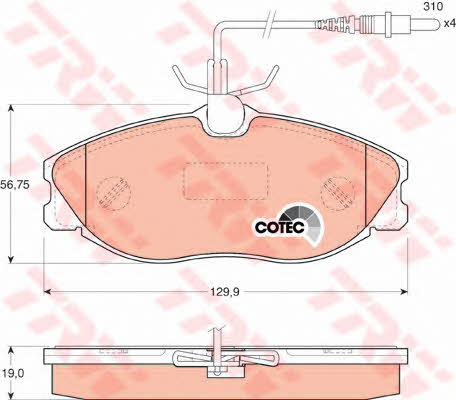 Гальмівні колодки TRW COTEC, комплект TRW GDB1194