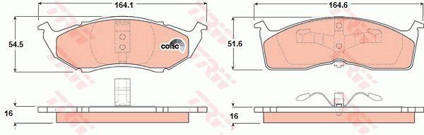 Тормозные колодки дисковые TRW COTEC, комплект TRW GDB1236