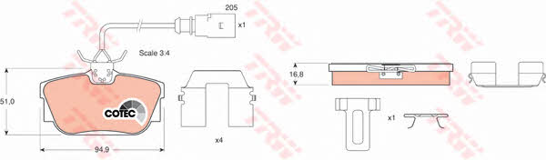 Тормозные колодки дисковые TRW COTEC, комплект TRW GDB1369