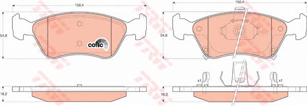 Тормозные колодки дисковые TRW COTEC, комплект TRW GDB3163