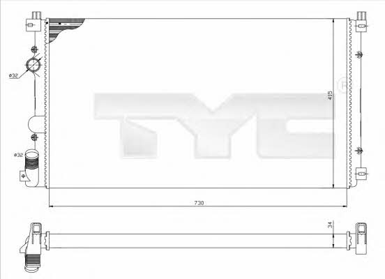 TYC 725-0029 Радіатор охолодження двигуна 7250029: Купити в Україні - Добра ціна на EXIST.UA!
