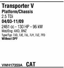 VWH17359A Walker Система выпуска отработаных газов
