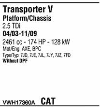 VWH17360A Walker Система выпуска отработаных газов