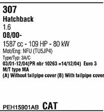 PEH15901AB Walker Система выпуска отработаных газов