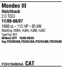 FOH15492AA Walker Система випуску відпрацьованих газів
