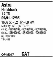 OP45017 Walker Система выпуска отработаных газов