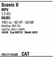 REH17443B Walker Система выпуска отработаных газов
