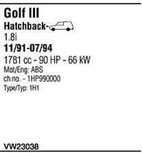 VW23038 Walker Система выпуска отработаных газов