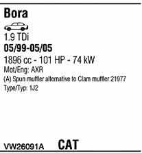 VW26091A Walker Система випуску відпрацьованих газів