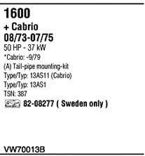  VW70013B Система випуску відпрацьованих газів VW70013B: Купити в Україні - Добра ціна на EXIST.UA!