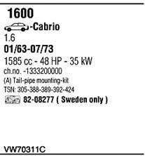  VW70311C Система випуску відпрацьованих газів VW70311C: Купити в Україні - Добра ціна на EXIST.UA!