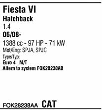 FOK28238AA Walker Система выпуска отработаных газов