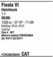 FOK28238AB Walker Система выпуска отработаных газов