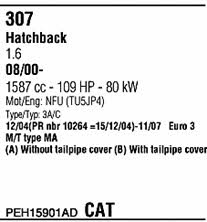 PEH15901AD Walker Система выпуска отработаных газов