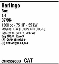 CIH05595BB Walker Система выпуска отработаных газов