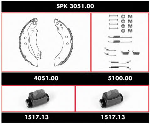 Woking SPK 3051.00 Колодки тормозные барабанные, комплект SPK305100: Купить в Украине - Отличная цена на EXIST.UA! SPK305100 Woking Колодки тормозные барабанные, комплект