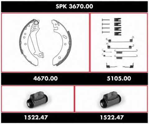 Woking SPK 3670.00 Колодки тормозные барабанные, комплект SPK367000: Купить в Украине - Отличная цена на EXIST.UA! SPK367000 Woking Колодки тормозные барабанные, комплект