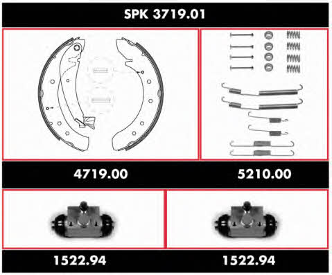 Woking SPK 3719.01 Колодки тормозные барабанные, комплект SPK371901: Купить в Украине - Отличная цена на EXIST.UA! SPK371901 Woking Колодки тормозные барабанные, комплект
