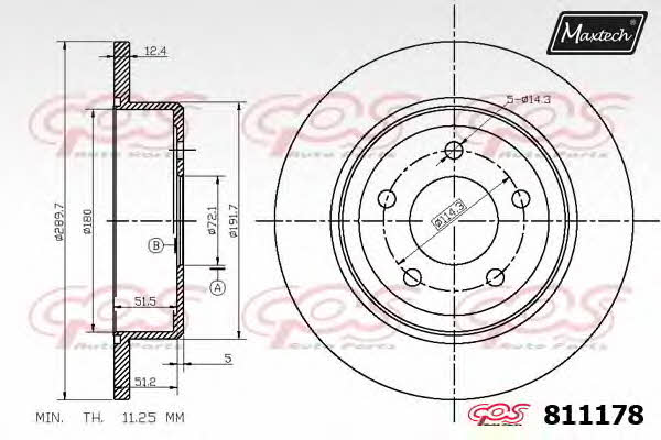 MaxTech 811178.6060 Диск гальмівний задній невентильований 8111786060: Купити в Україні - Добра ціна на EXIST.UA!