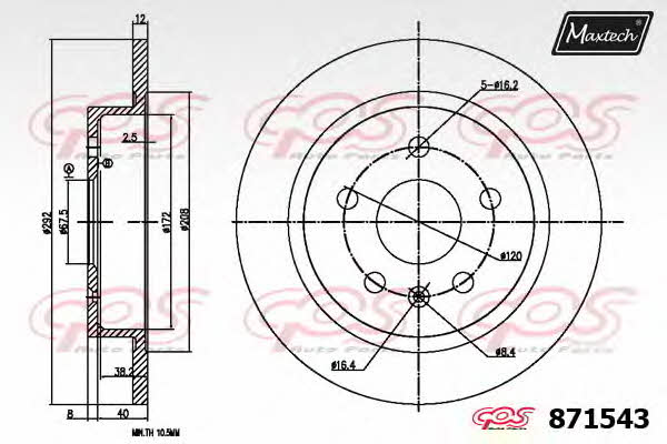 MaxTech 871543.6880 Диск гальмівний 8715436880: Купити в Україні - Добра ціна на EXIST.UA!