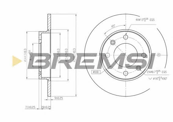 Bremsi DBB178S Диск гальмівний задній невентильований DBB178S: Купити в Україні - Добра ціна на EXIST.UA!