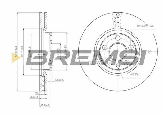 Bremsi DBA760V Диск гальмівний передній вентильований DBA760V: Купити в Україні - Добра ціна на EXIST.UA!