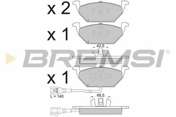Bremsi BP2848 Гальмівні колодки передні, комплект BP2848: Купити в Україні - Добра ціна на EXIST.UA!