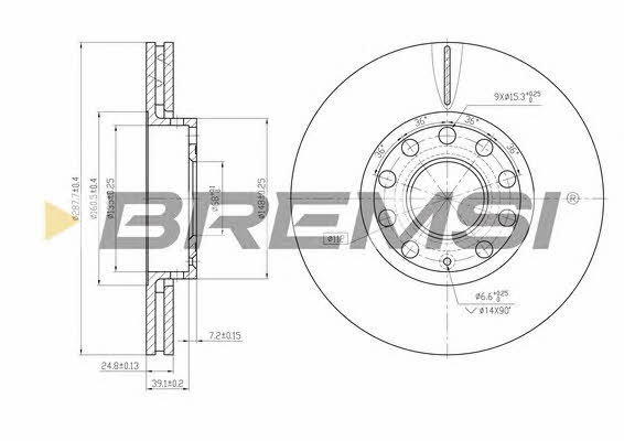 Bremsi DBB706V Диск гальмівний передній вентильований DBB706V: Купити в Україні - Добра ціна на EXIST.UA!