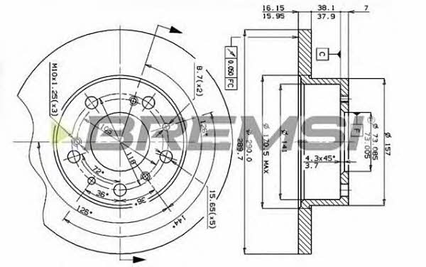 Bremsi DBA069S Диск гальмівний передній невентильований DBA069S: Купити в Україні - Добра ціна на EXIST.UA!