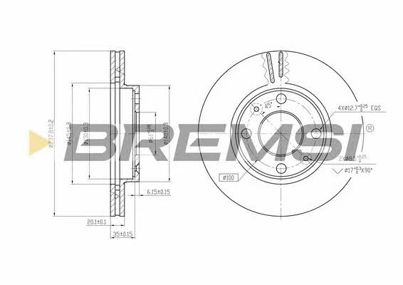 Bremsi DBA158V Диск гальмівний передній вентильований DBA158V: Приваблива ціна - Купити в Україні на EXIST.UA!