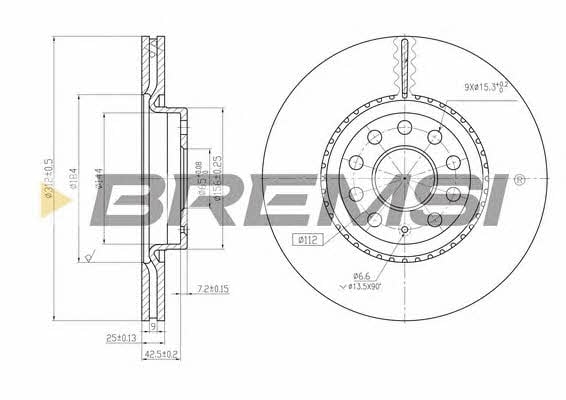 Bremsi DBB305V Диск гальмівний передній вентильований DBB305V: Купити в Україні - Добра ціна на EXIST.UA!