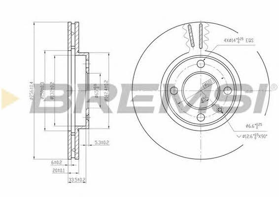 Bremsi DBA207V Диск гальмівний передній вентильований DBA207V: Купити в Україні - Добра ціна на EXIST.UA!