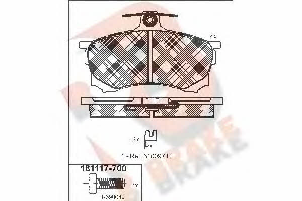 R Brake RB1117-700 Гальмівні колодки, комплект RB1117700: Купити в Україні - Добра ціна на EXIST.UA!