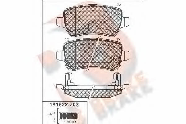 R Brake RB1622-703 Гальмівні колодки, комплект RB1622703: Купити в Україні - Добра ціна на EXIST.UA!