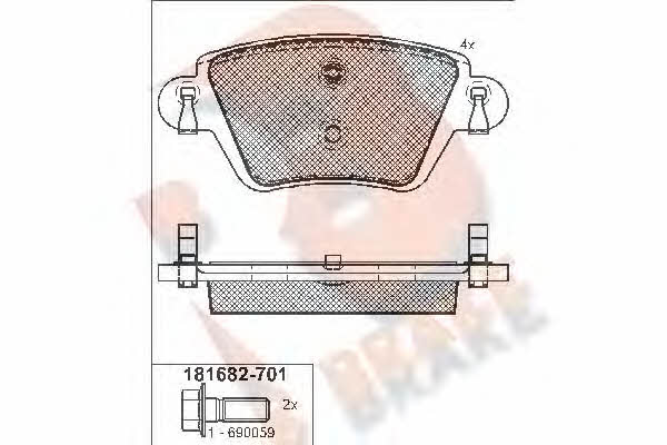 R Brake RB1682-701 Гальмівні колодки, комплект RB1682701: Купити в Україні - Добра ціна на EXIST.UA!
