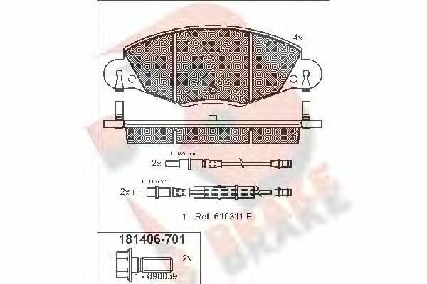 R Brake RB1406-701 Гальмівні колодки, комплект RB1406701: Купити в Україні - Добра ціна на EXIST.UA!