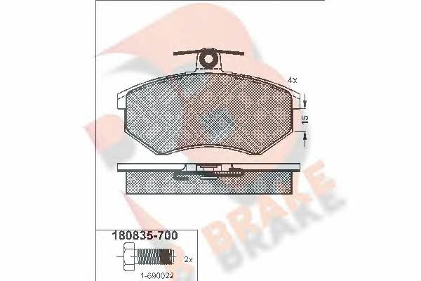 R Brake RB0835-700 Гальмівні колодки, комплект RB0835700: Купити в Україні - Добра ціна на EXIST.UA!