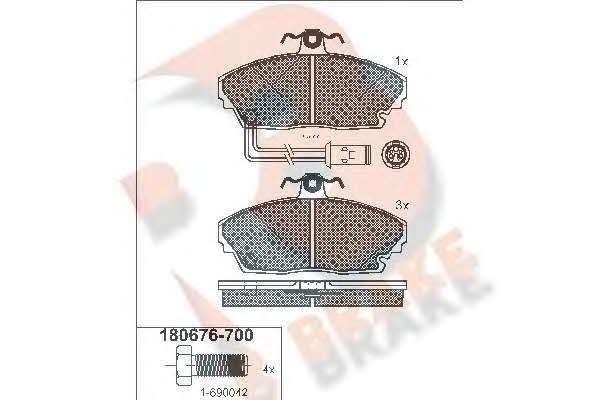 R Brake RB0676-700 Гальмівні колодки, комплект RB0676700: Купити в Україні - Добра ціна на EXIST.UA!