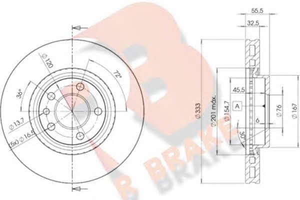R Brake 78RBD23020 Диск гальмівний передній вентильований 78RBD23020: Купити в Україні - Добра ціна на EXIST.UA!