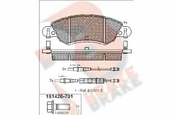 R Brake RB1420-701 Гальмівні колодки, комплект RB1420701: Купити в Україні - Добра ціна на EXIST.UA!