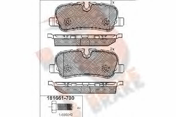 R Brake RB1661-700 Гальмівні колодки, комплект RB1661700: Купити в Україні - Добра ціна на EXIST.UA!
