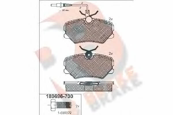 R Brake RB0696-700 Гальмівні колодки, комплект RB0696700: Купити в Україні - Добра ціна на EXIST.UA!
