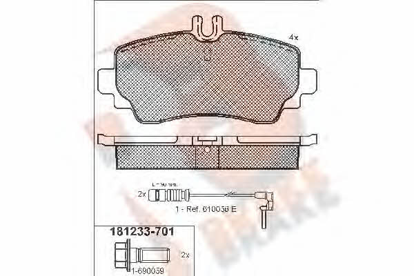 R Brake RB1233-701 Гальмівні колодки, комплект RB1233701: Купити в Україні - Добра ціна на EXIST.UA!