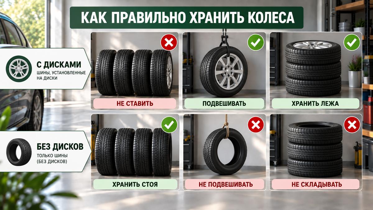 Как хранить резину без дисков